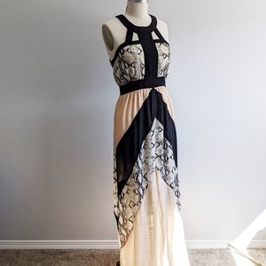 Flying Tomato Pink/Black Color block Maxi Summer Dress